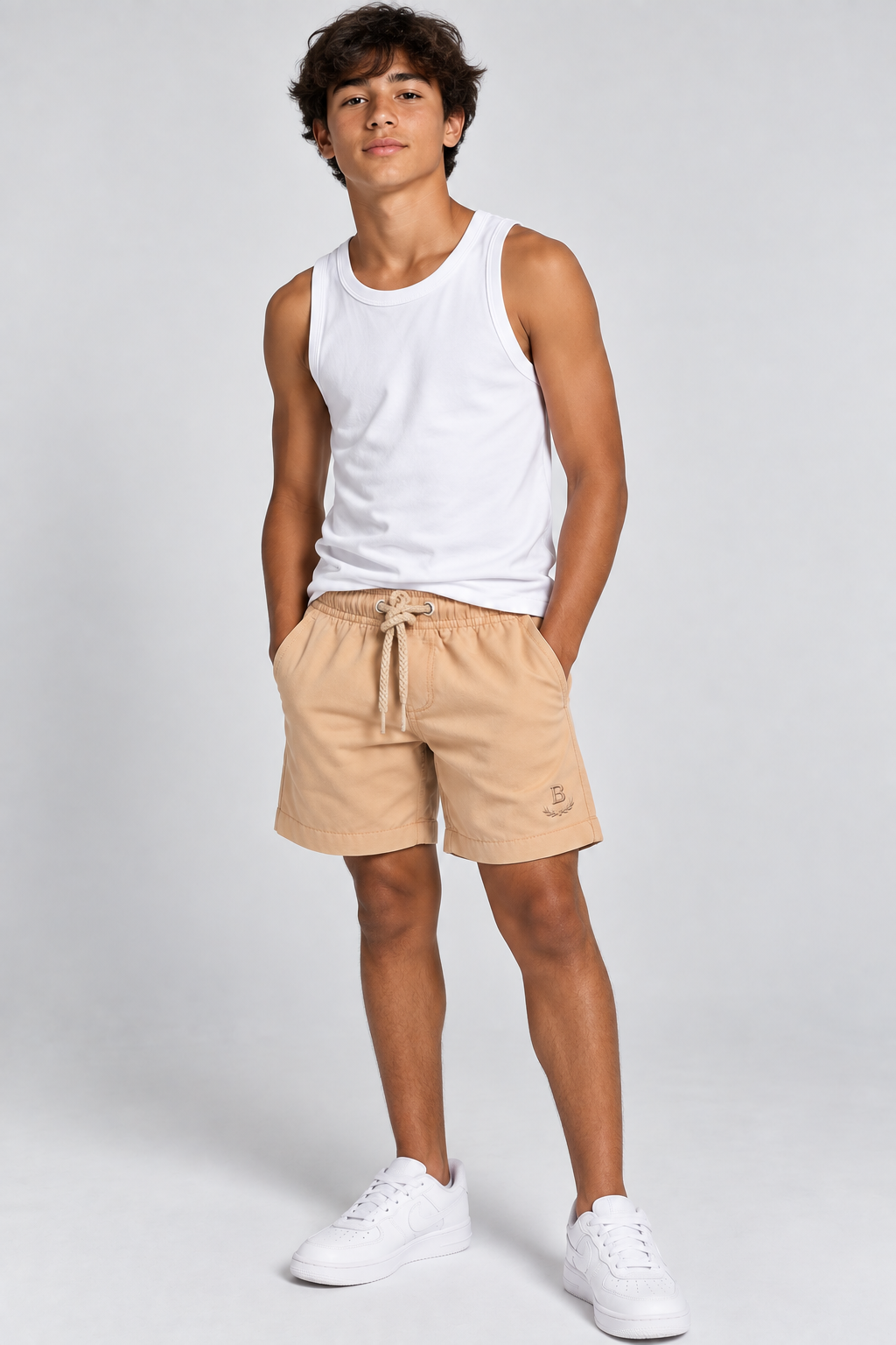 BERMUDA MAS KIDS ALFA VISCOSE BRENDON BEGE CLARO