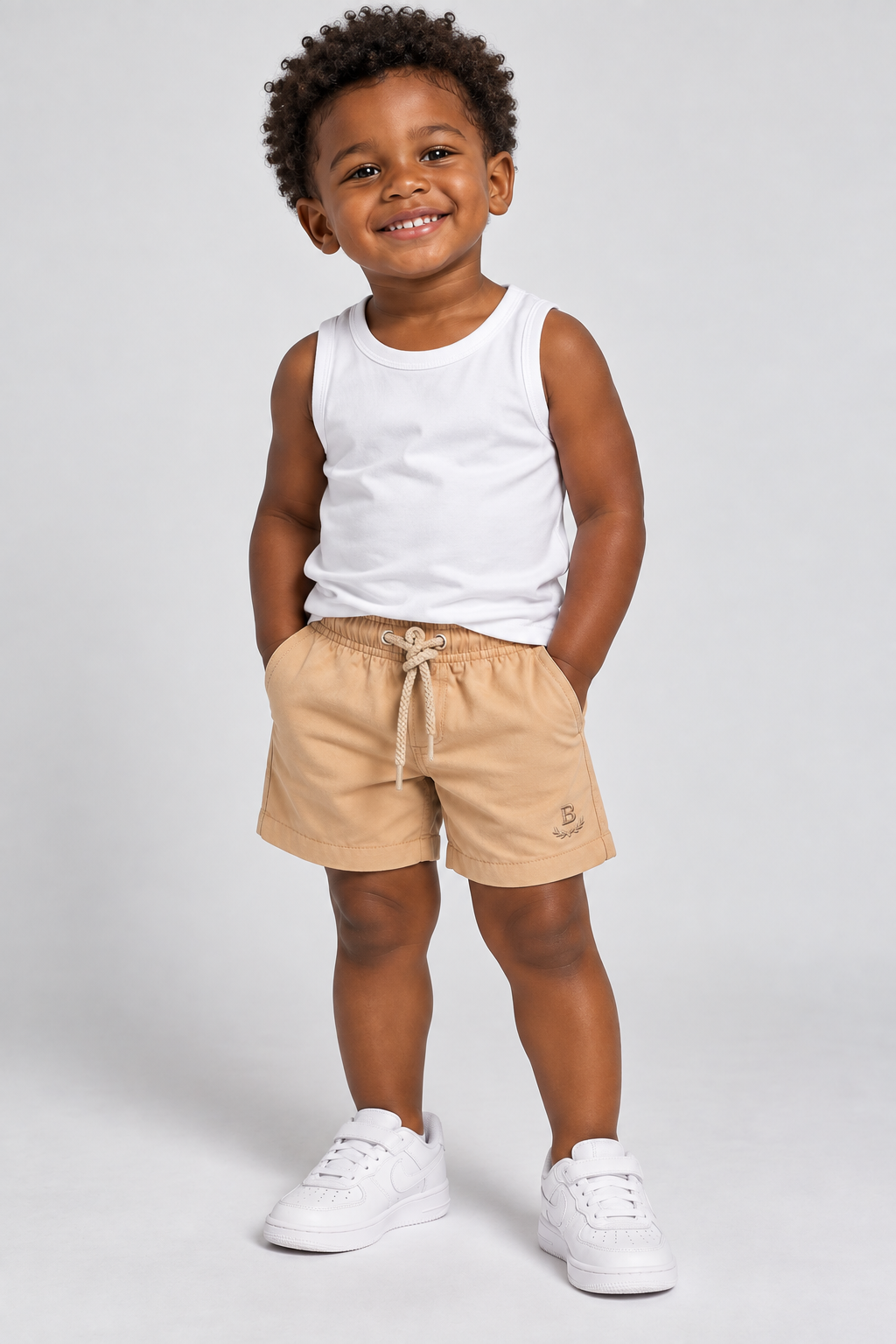 BERMUDA MAS KIDS ALFA VISCOSE BRENDON BEGE CLARO