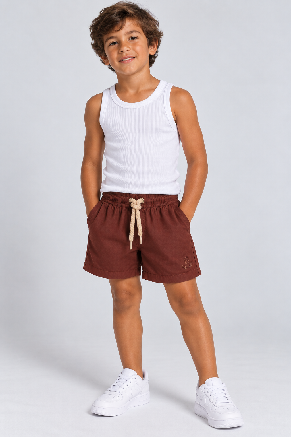 BERMUDA MAS KIDS ALFA VISCOSE BRENDON MARROM ESCURO