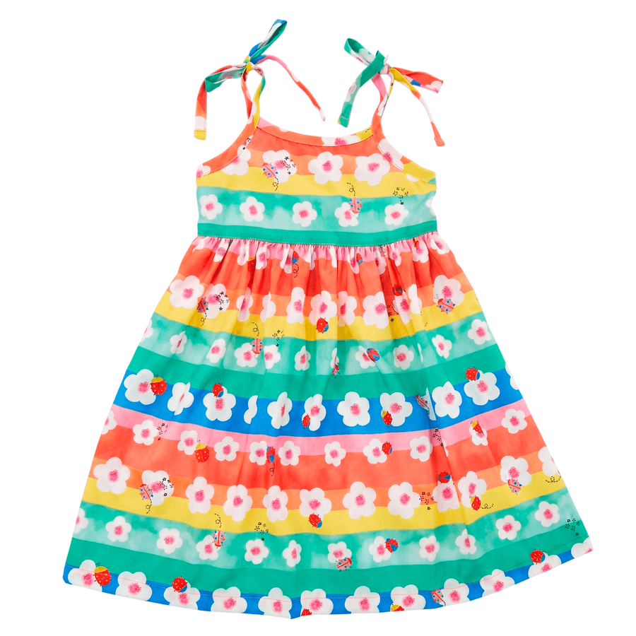 VESTIDO FEM BASIQUINHO FUN FLORES AZUL/LARANJA