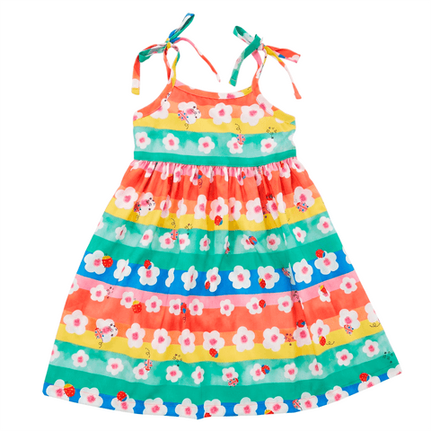 VESTIDO FEM BASIQUINHO FUN FLORES AZUL/LARANJA