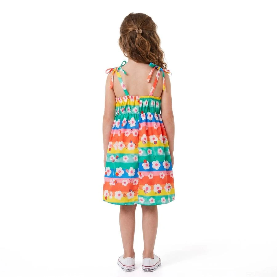 VESTIDO FEM BASIQUINHO FUN FLORES AZUL/LARANJA