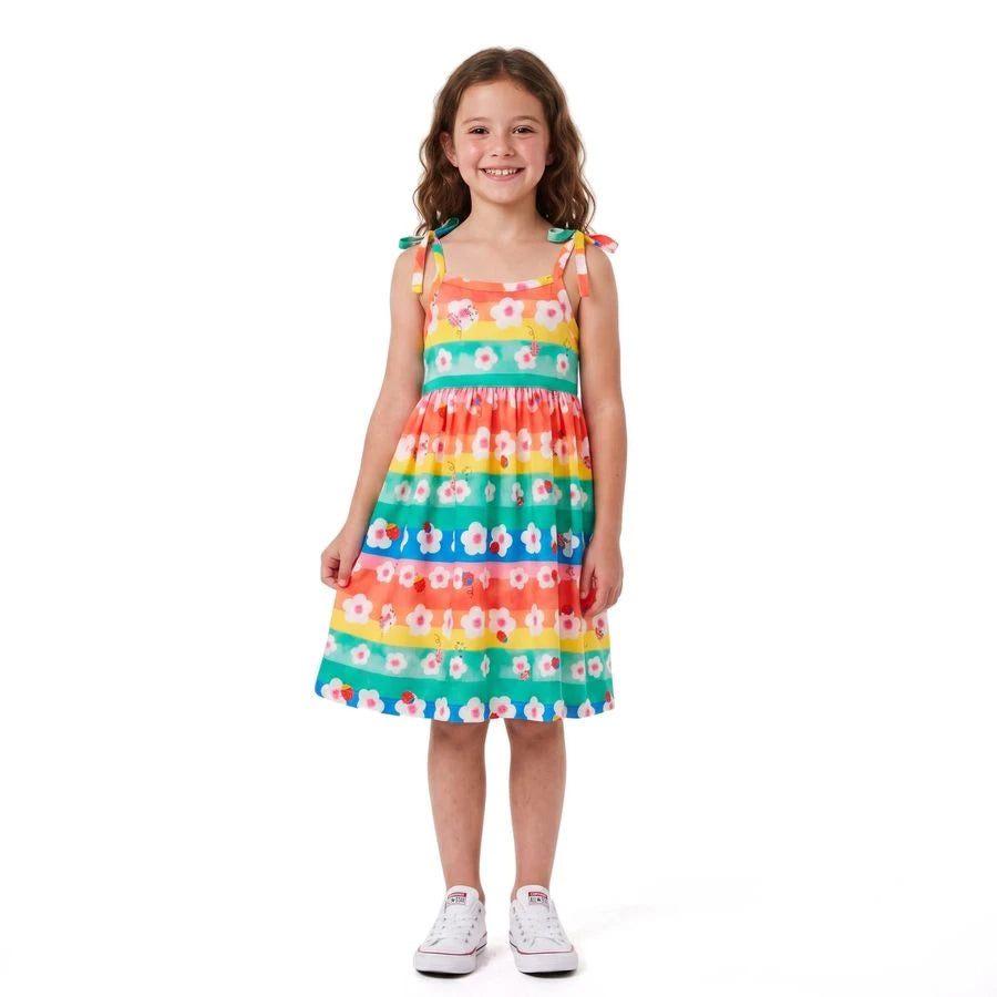 VESTIDO FEM BASIQUINHO FUN FLORES AZUL/LARANJA