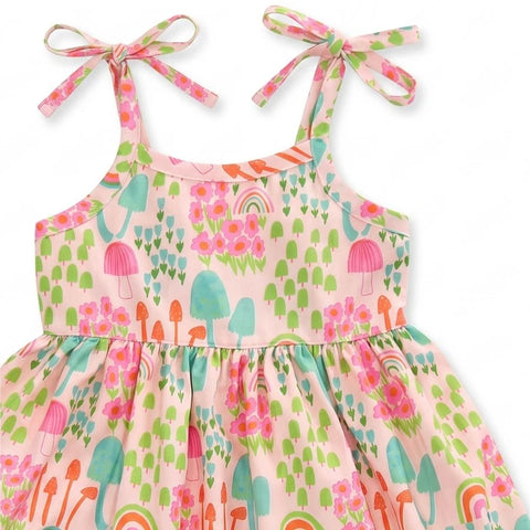VESTIDO FEM BASIQUINHO FUN ARCO IRIS LARANJA BEBE