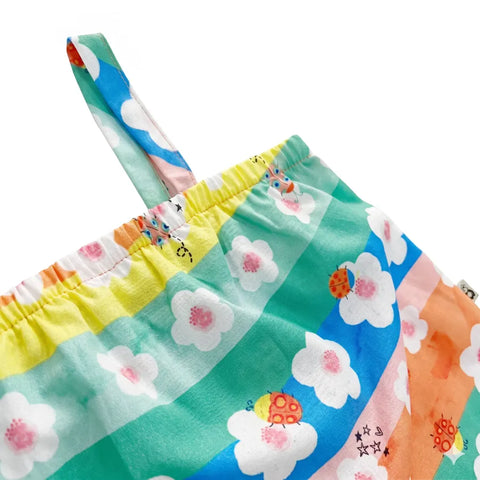 CONJUNTO FEM BASIQUINHO FUN FLORES AZUL/LARANJA