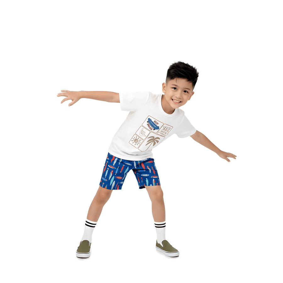 CONJUNTO MAS SKATE ALPHABETO OFF WHITE/AZUL
