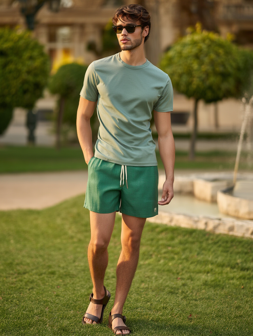 SHORT LINHO MASC LISO VERDE FLORESTA