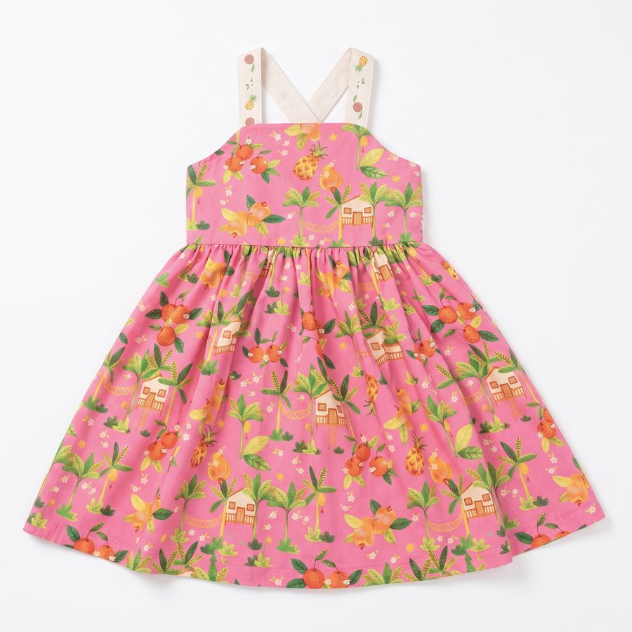 VESTIDO PE DE FRUTA ALPHABETO ROSA