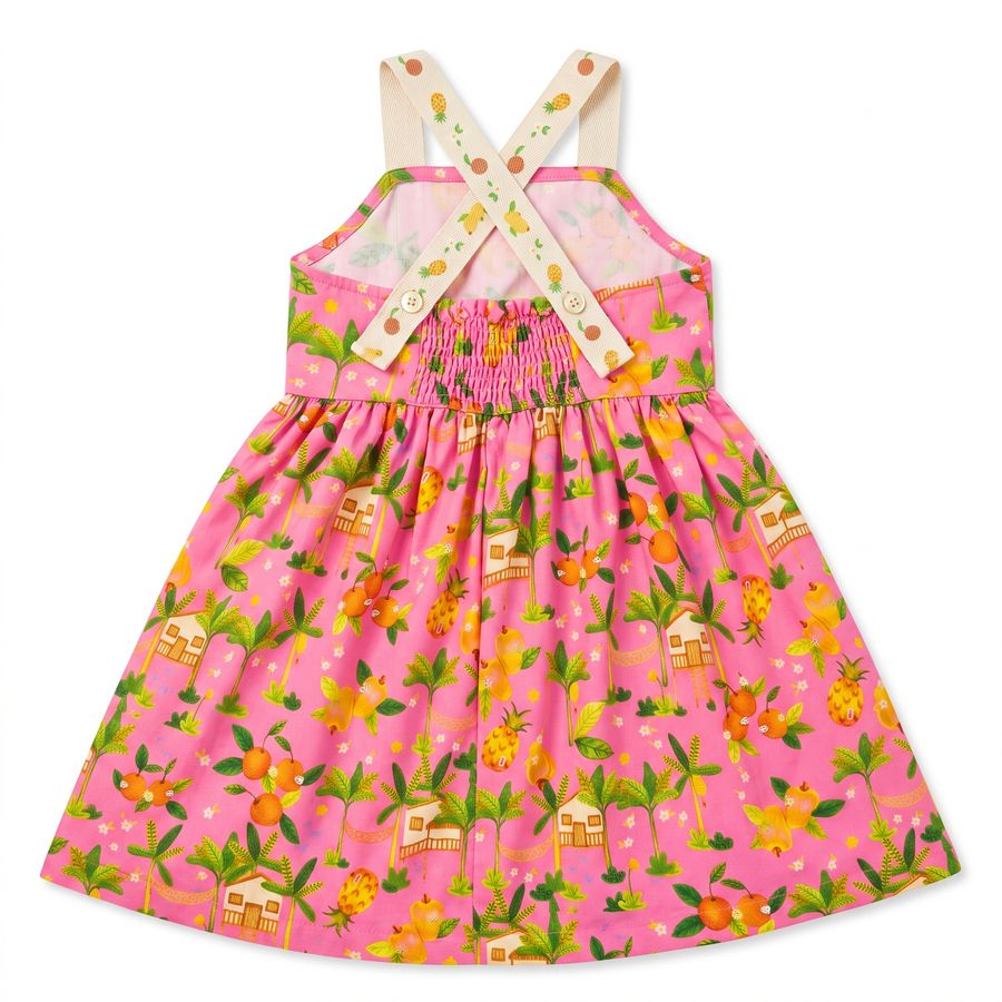 VESTIDO PE DE FRUTA ALPHABETO ROSA