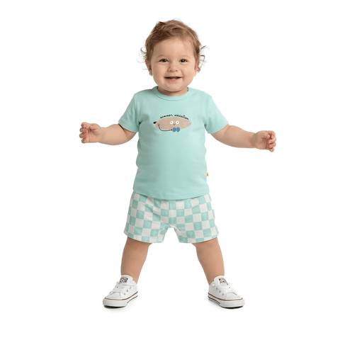 CONJUNTO MAS BB PRANCHA DE SURF CHA VERDE/OFF WHITE