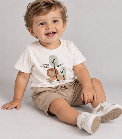CONJ MAS CAM LEAO PEQUENO E BERM SARJA OFF WHITE/WOODS