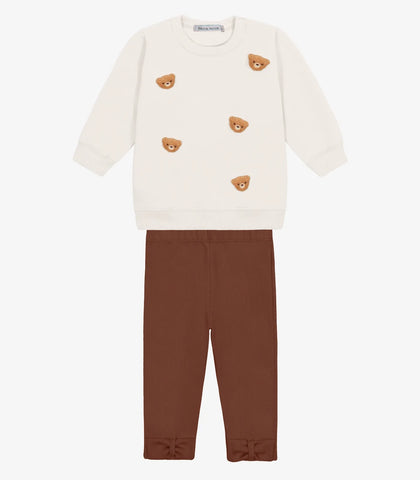 CONJ FEM BLUSAO CARAS UESOS E LEGG RIB OFF WHITE/MARROM