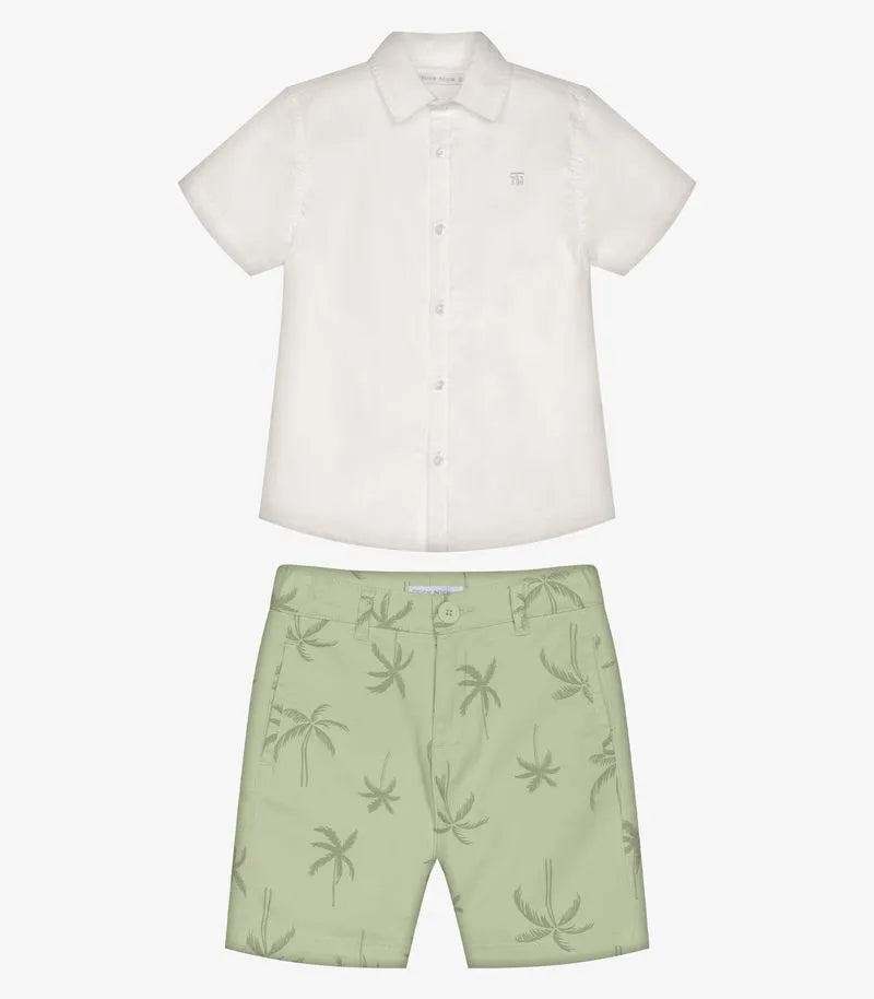 CONJ MAS CAMISA MC E BER SARJA COQUEIROS OFF WHITE/ERVA