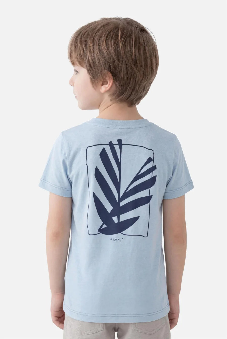 CAMISETA MC KIDS EST FOLHA GEOMETRICA AZUL CLARO