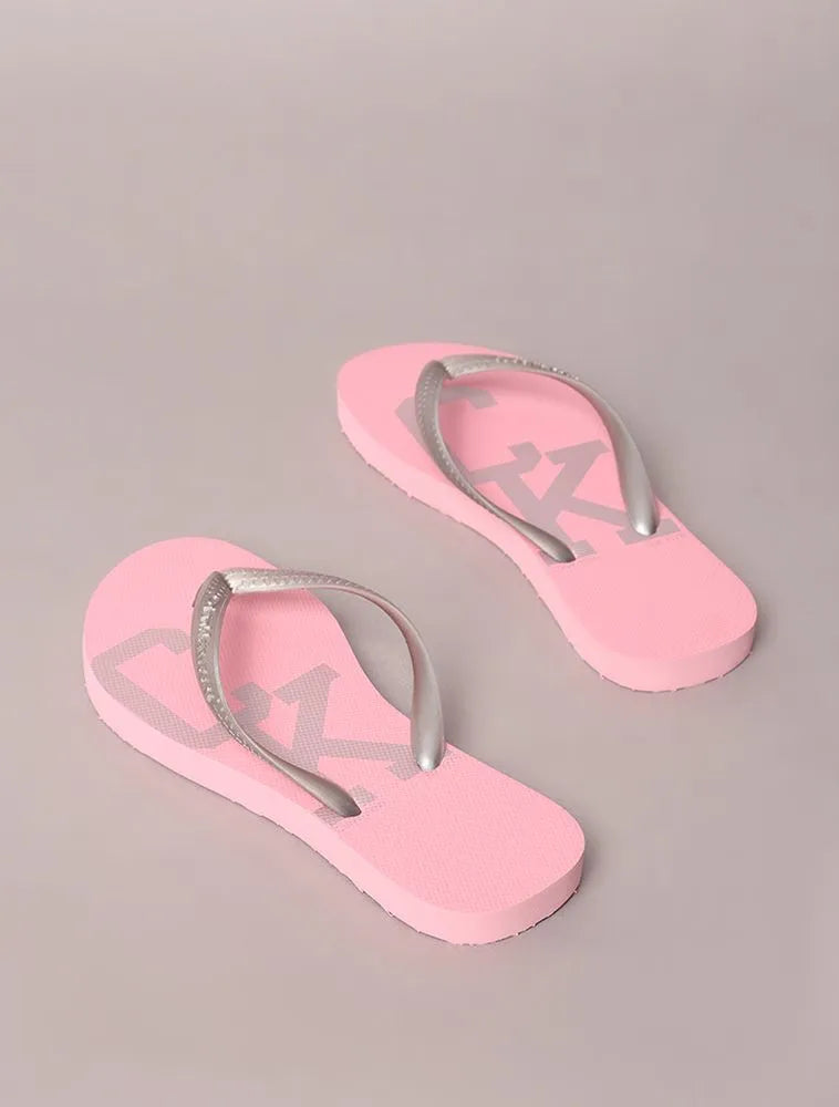 CHINELO CKJ KIDS FEM OVER LOGO CK COLLEG ROSA CLARO