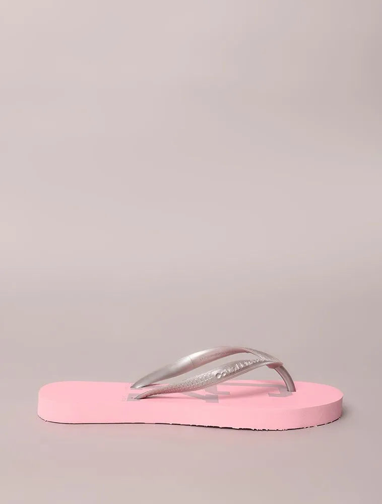 CHINELO CKJ KIDS FEM OVER LOGO CK COLLEG ROSA CLARO