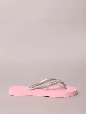 CHINELO CKJ KIDS FEM OVER LOGO CK COLLEG ROSA CLARO