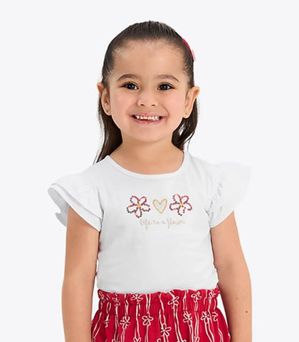CONJ FEM BL BORD LANTEJ SHORT LIST FLOR BRANCO/VERMELHO