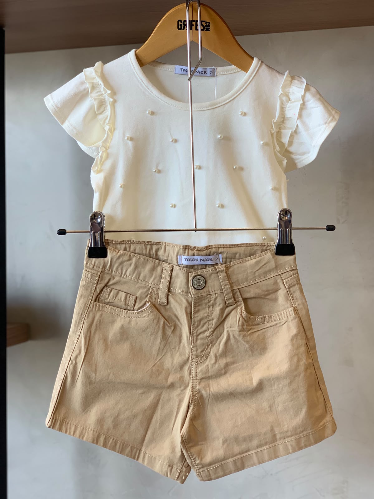 CONJ FEM BL C PEROLAS E SHORT SARJA OFF WHITE