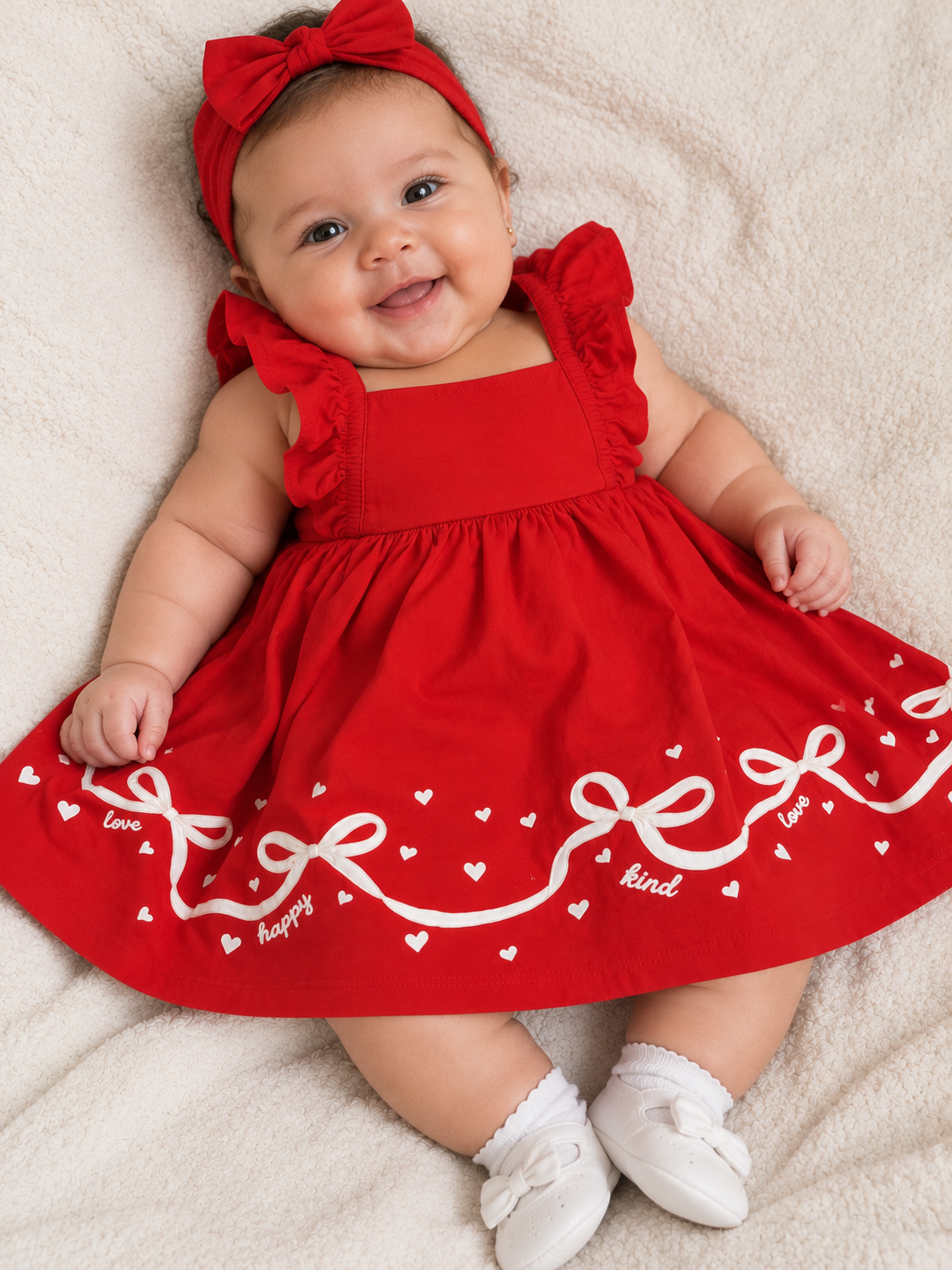 VESTIDO MC DET ELAST LACOS C GLITTER VERMELHO