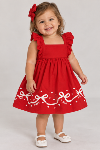 VESTIDO MC DET ELAST LACOS C GLITTER VERMELHO