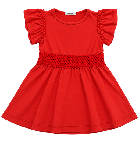 VESTIDO MOLECOTTON VISCOSE RENDA CINTURA VERMELHO