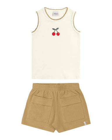 CONJ FEM REG RIB CEREJA E SHORT MLT TEXT OFF WHITE