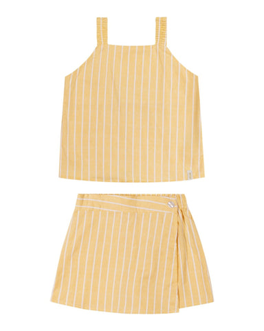 CONJ FEM REG E SHORT SAIA TRICOLINE LIST AMARELO