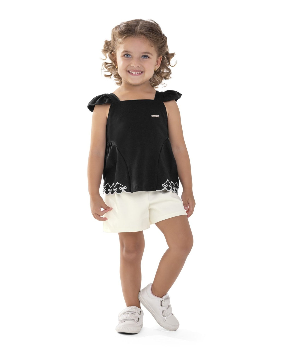 CONJ FEM REG BORD BARRA E SHORT P ROMA PRETO