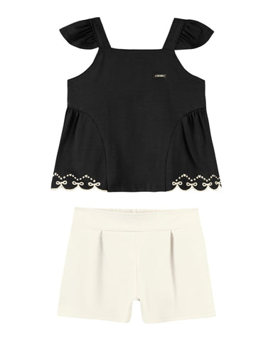 CONJ FEM REG BORD BARRA E SHORT P ROMA PRETO