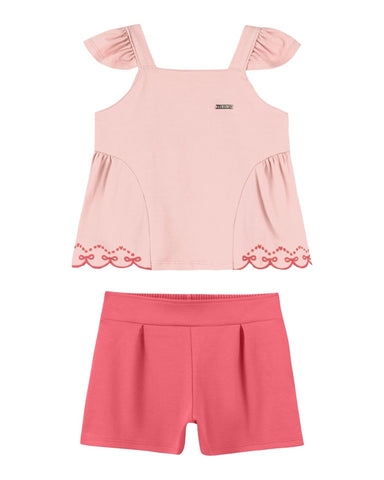 CONJ FEM REG BORD BARRA E SHORT P ROMA ROSA CLARO