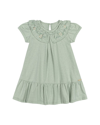 VESTIDO MC GOLA BORDADO MALHA LINHO VERDE CLARO