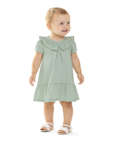 VESTIDO MC GOLA BORDADO MALHA LINHO VERDE CLARO
