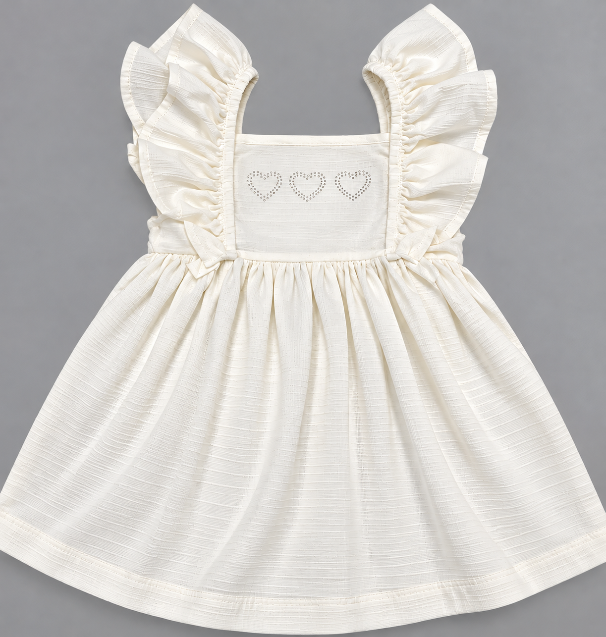 VESTIDO MC BAB ELAS TEXT CORACOES STRASS OFF WHITE