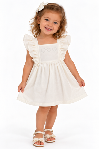 VESTIDO MC BAB ELAS TEXT CORACOES STRASS OFF WHITE