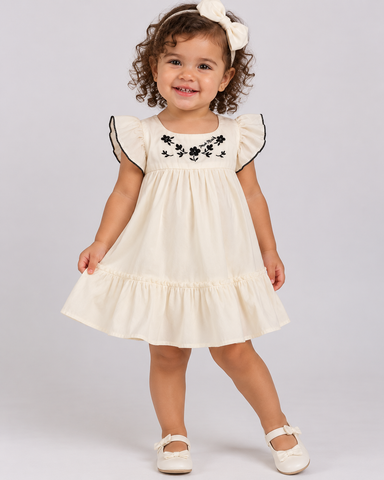 VESTIDO MC TRICOLINE FLORES TRICK BORD OFF WHITE