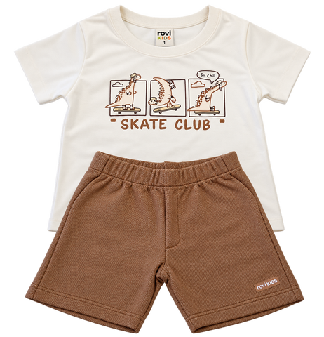 CONJ MAS CAM SKATE CLUB E BER MLT DIAG OFF WHITE/CAMEL