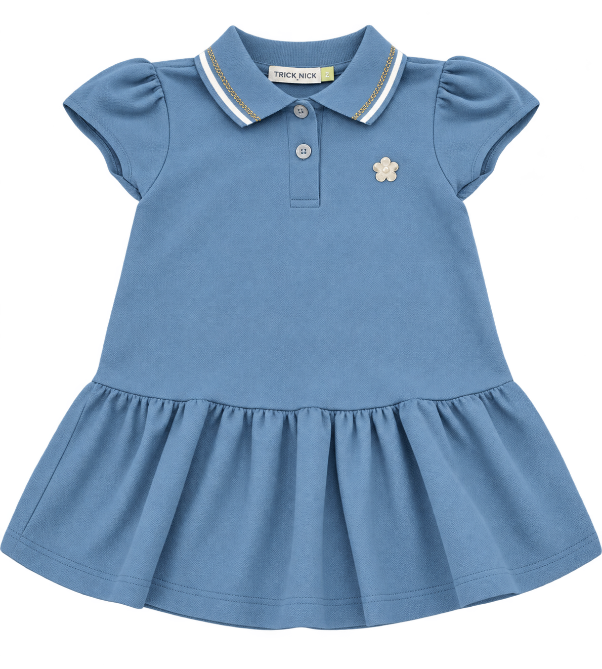 VESTIDO POLO PIQUET PA DET GOLA GLITTER AZUL ANJO