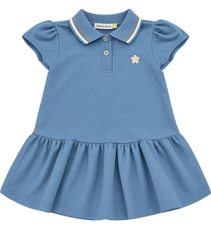 VESTIDO POLO PIQUET PA DET GOLA GLITTER AZUL ANJO