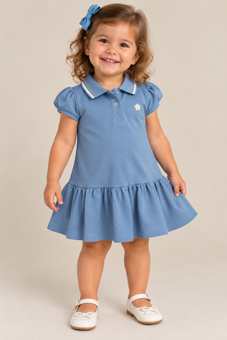 VESTIDO POLO PIQUET PA DET GOLA GLITTER AZUL ANJO