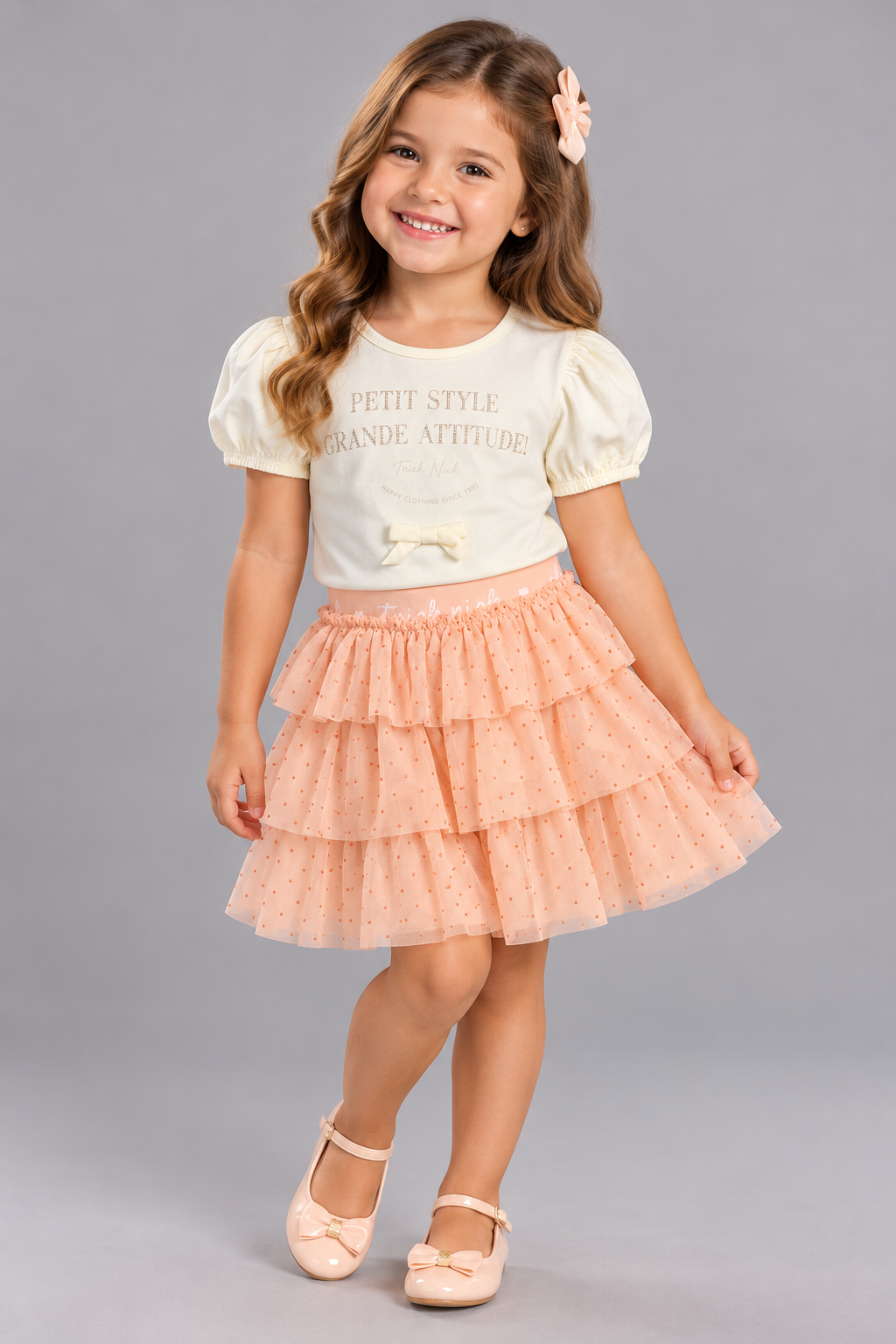 CONJ FEM BL PETIT STRASS LACO SAIA TULE OFF WHITE/ROSA