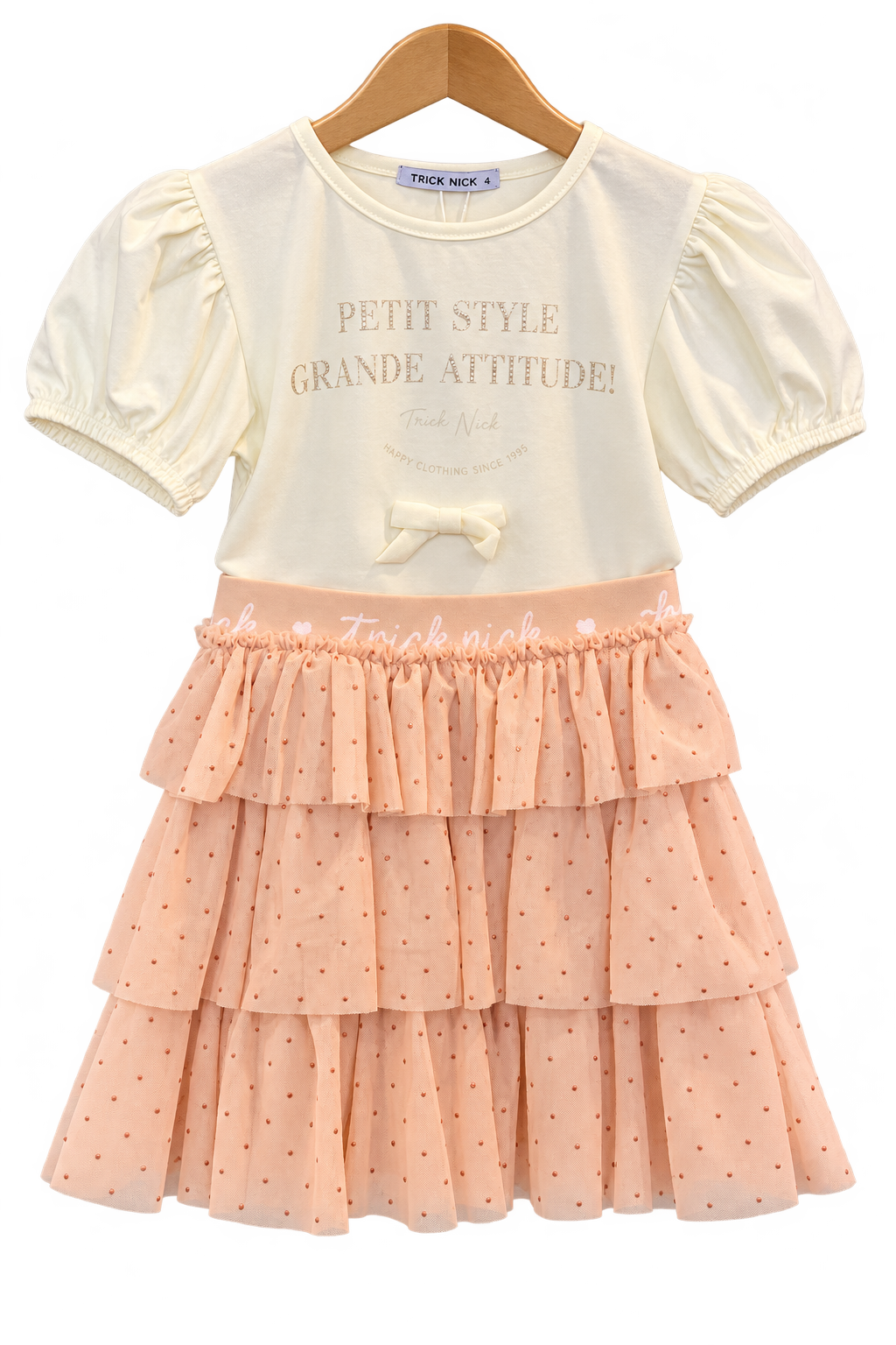 CONJ FEM BL PETIT STRASS LACO SAIA TULE OFF WHITE/ROSA