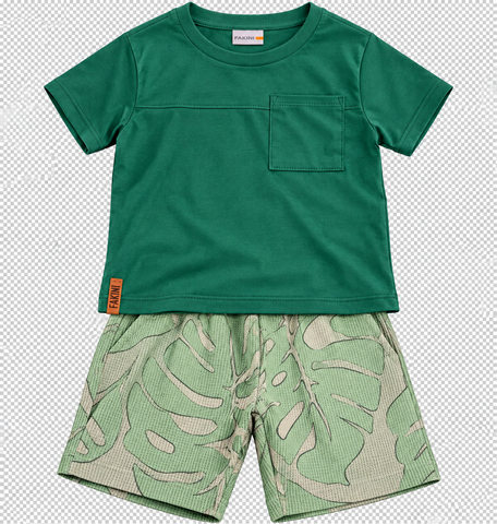 CONJ MAS CAM BOLSO E BER EST FOLHA WAFLE VERDE