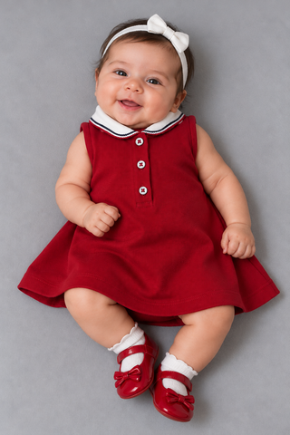 VESTIDO SM POLO PIQUET 03 BOTOES VERMELHO BORDO