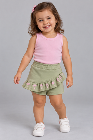CONJ FEM REG RIB SHORT SAIA DET EST COQ ROSA/VERDE