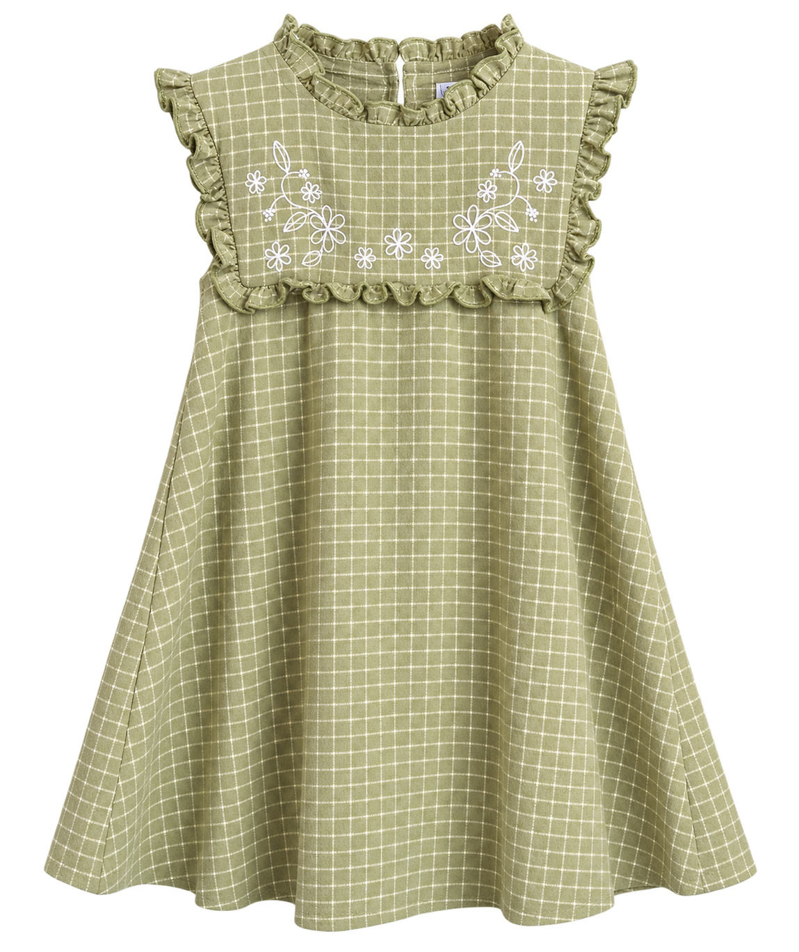 VESTIDO SM M FAVO XADREZ DET FLORAL REL VERDE