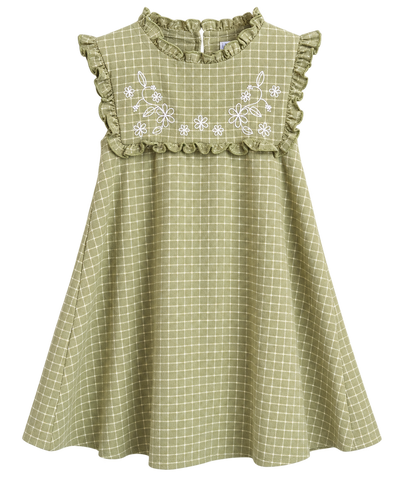 VESTIDO SM M FAVO XADREZ DET FLORAL REL VERDE