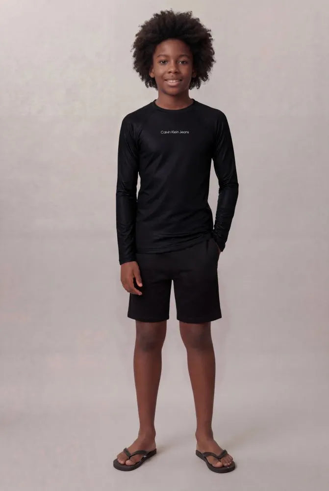 CAMISETA ML CKJ KIDS SWIMWEAR UV PRETO