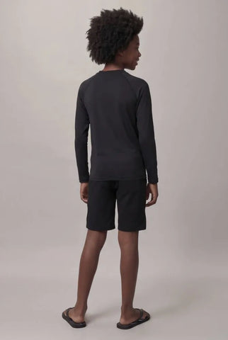 CAMISETA ML CKJ KIDS SWIMWEAR UV PRETO