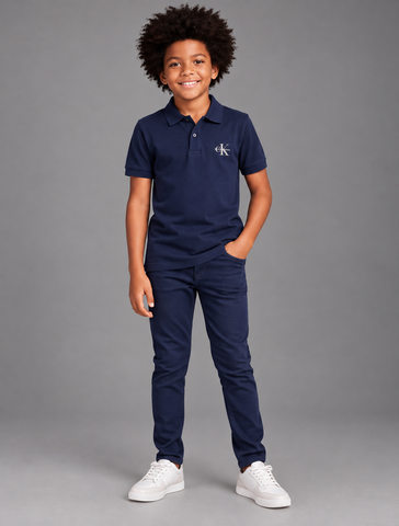 POLO CKJ KIDS MAS MC LOGO RE ISSUE PEITO MARINHO